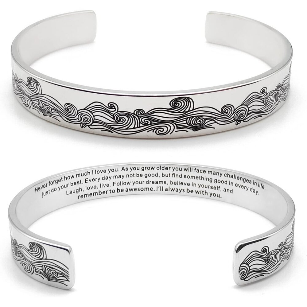 Inspirational Stainless Steel Cuff Bracelet for Women - Personalized Gift for Be